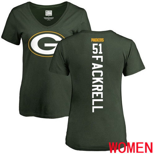 Green Bay Packers Green Women #51 Fackrell Kyler Backer Nike NFL T Shirt